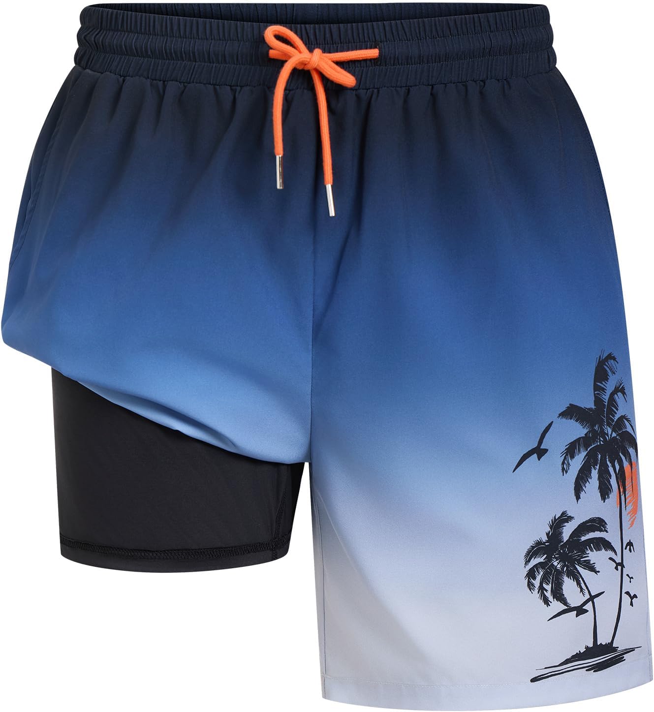 ODIZLI Short Swim Trunks Men: Hawaii Swimwear Beach Shorts with Pockets Adjustable Drawstring Mens Board Shorts