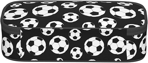 Miniatura 4 de Estuche para lápices de pelota de fútbol en blanco y negro de gran capacidad, bolsa de almacenamiento para lápices, bolsas de papelería con