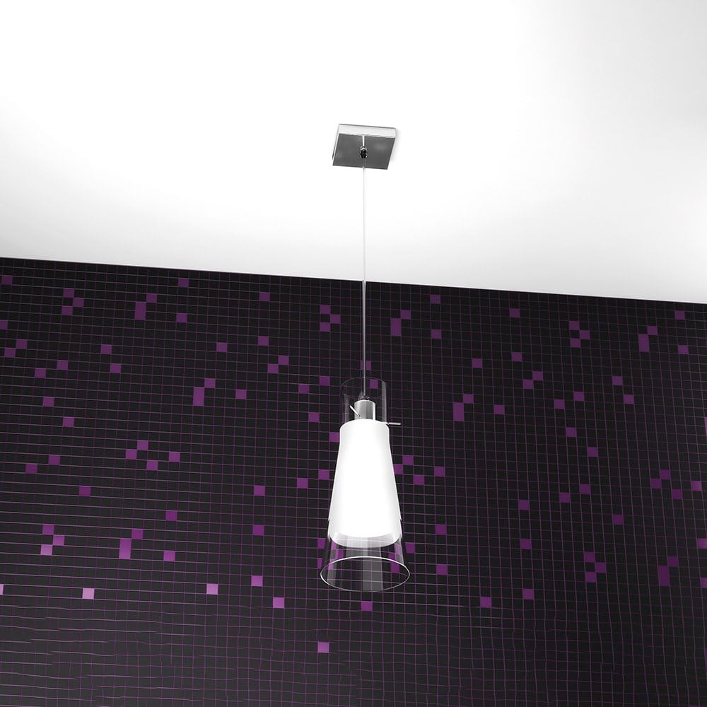 LAMPADARIO SOSPENSIONE MODERNA UNA LUCE VETRO CONICO BORDO TRASPARENTE CILINDER 1079/S1