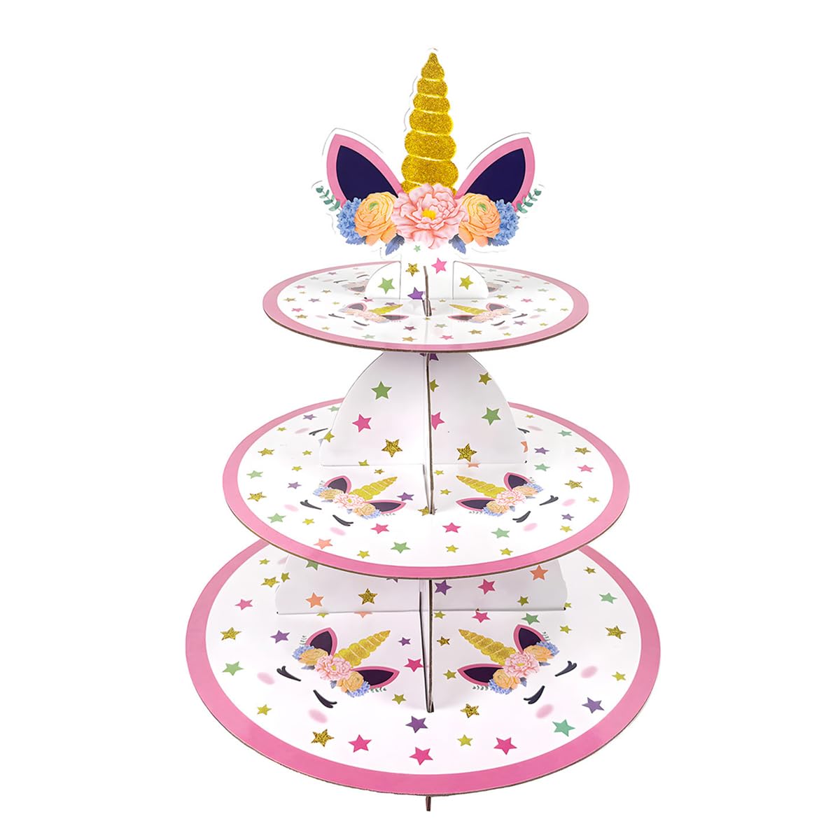 Fuwraixis Bronze Unicorn Cupcake Stand, 3-Tier Dessert Tower, Mythical Pegasu Party Decoration, Animals Theme Children Birthday Cake Decoration, Suitable For Anniversaries And Family Gatherings