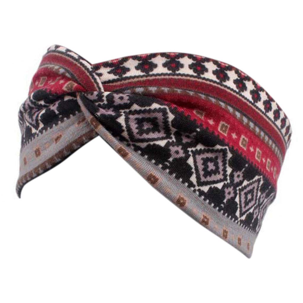 JAGENIE Hair Band, Women Ethnic Printed Cross Wide Headband Twisted Turban Elastic Hairband Beauty