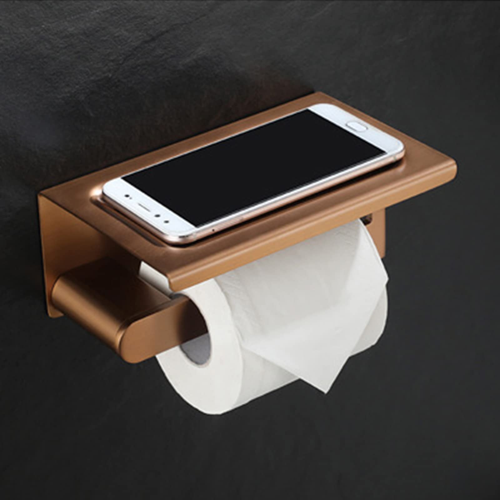 Juego De Accesorios De Baño Oro Rosa Cepillado, Toallero Doble, Estante De Baño, Anillo De Toalla, Portarrollos, Gancho para Toallas, Acero Inoxidable Montado En La Pared,Paper Holder