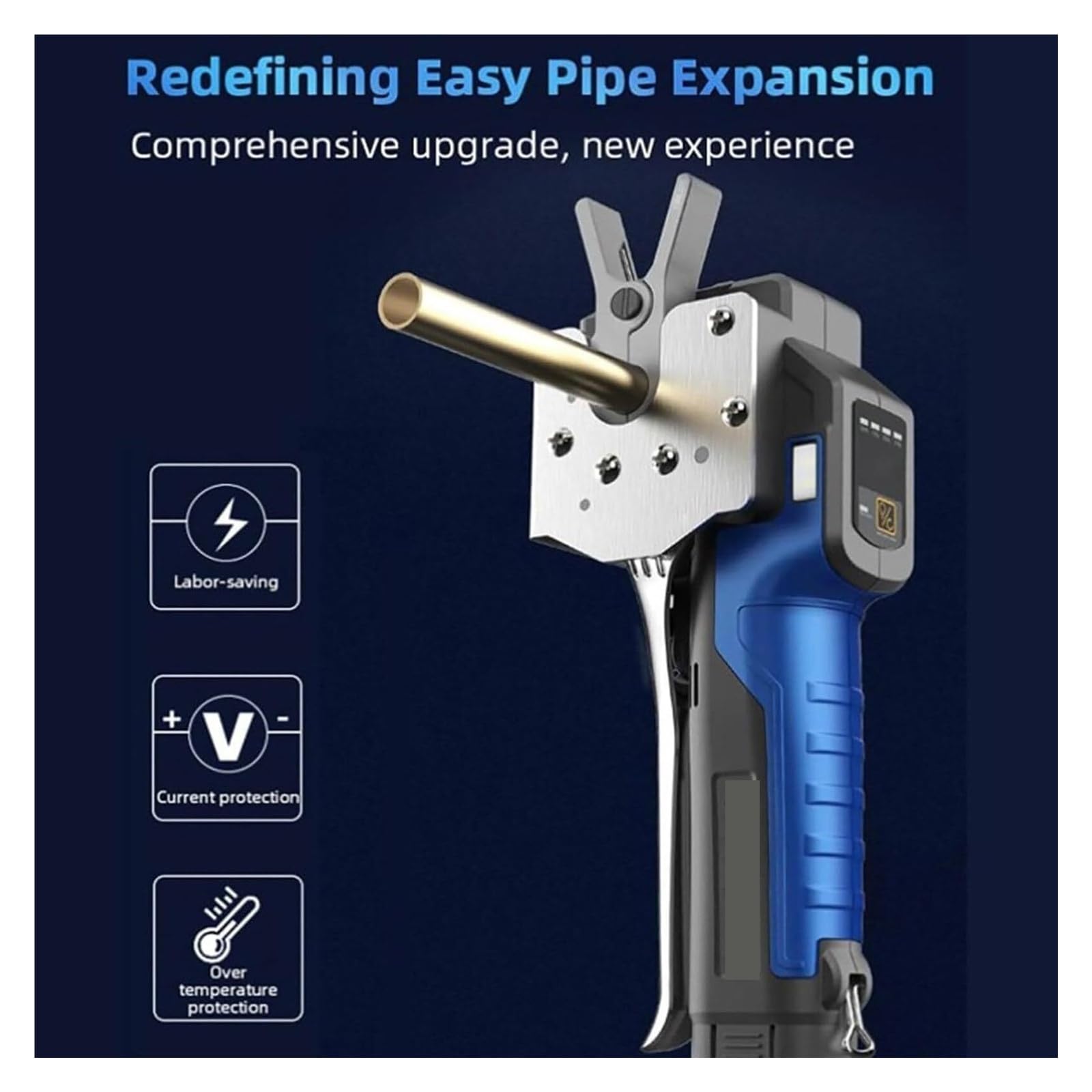 Kit de Abocardador Electrico con 5 Abrazaderas para Tubos de Cobre y Aluminio, Herramienta de Abocardado Excentrico 45 Grados para HVAC y Refrigeracion, hasta 0.75 Pulgadas