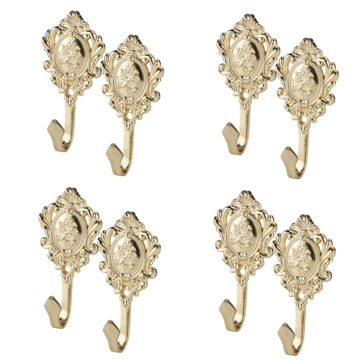 PRETYZOOM 8 Piezas Gancho De Pared para Cortina Barra De Cortina Gancho para Colgar Sombrero Gancho para Bata Ganchos para Cortinas Ganchos para Cortinas De Ventana Lámina De Oro Rosa