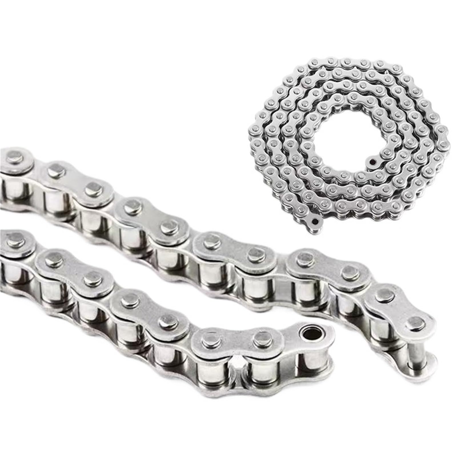 Rollenkette Aus Kohlenstoffstahl 1/1,5/5 Meter 04C-1 06B-1 08B-1 12A-1 Edelstahlkette, einreihige Kette, industrielles Rollenketten-Getriebezubehör(10A-1-1.5Meter)