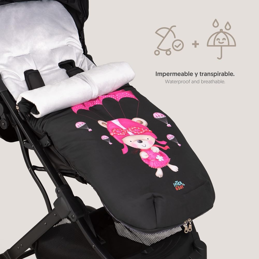 Saco Silla Paseo Universal Interbaby | Saco Bebe Invierno Suave, Cálido, Afelpado | Saco Carro Bebe Invierno Desmontable, Doble Apertura, Lavado Fácil, Materiales Antialérgicos