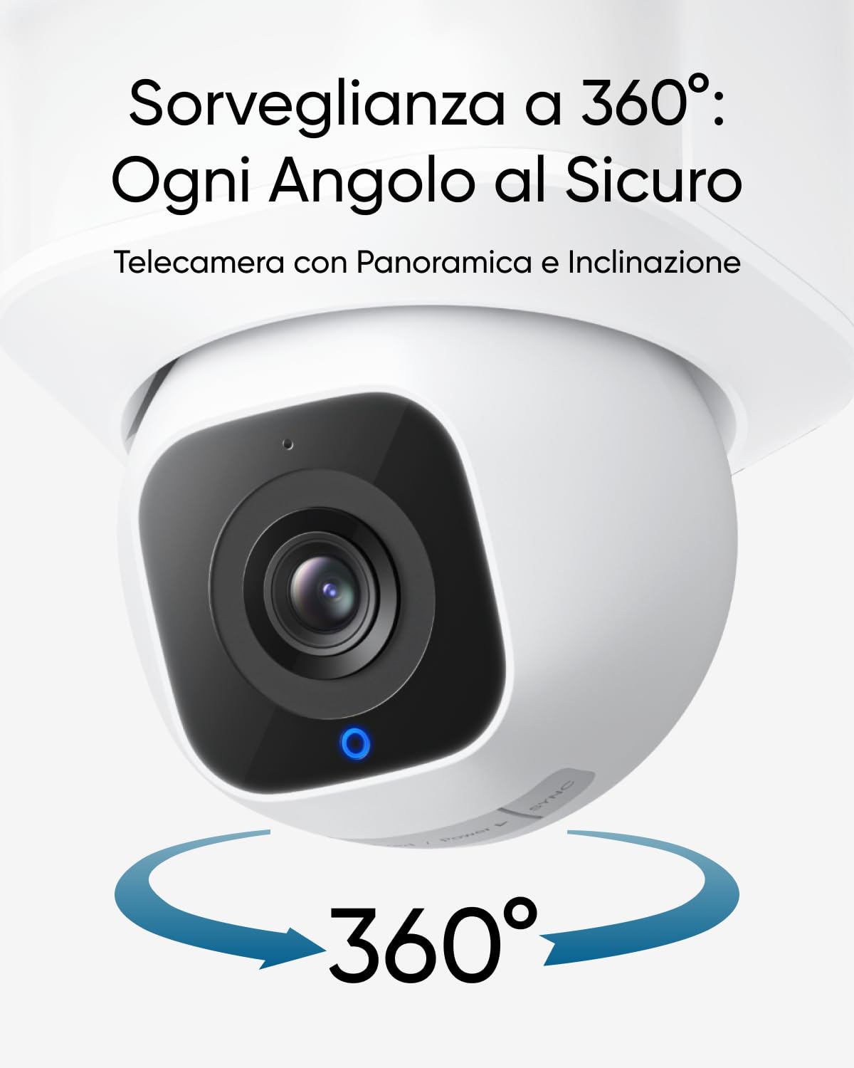 eufy Security Floodlight Cam E30, Telecamera Wi-Fi Esterno, 2K | Rotazione Panoramica e Inclinazione 360°, Rilevamento e Tracciamento con IA, 2000 Lumen, Registrazione 24/7, No canone.