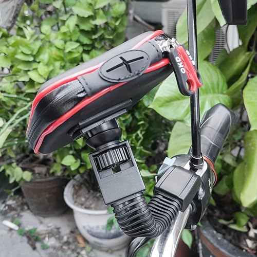 Miniatura 6 de Soporte de teléfono para motocicleta, resistente al agua, rotación de 360, soporte para espejo retrovisor de motocicleta para bolsa de teléfono (XL)