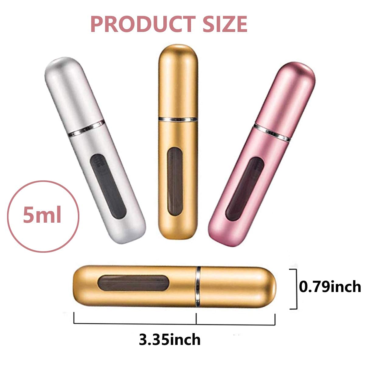 AARU BHAKTI ENTERPRISE ABE Portable 5ml Mini Perfume Atomizer Bottles, Refillable Perfume Spray Bottle, Scent Pump Case, Empty Perfume Bottles for Travel and Outgoing(pack of 3) 1