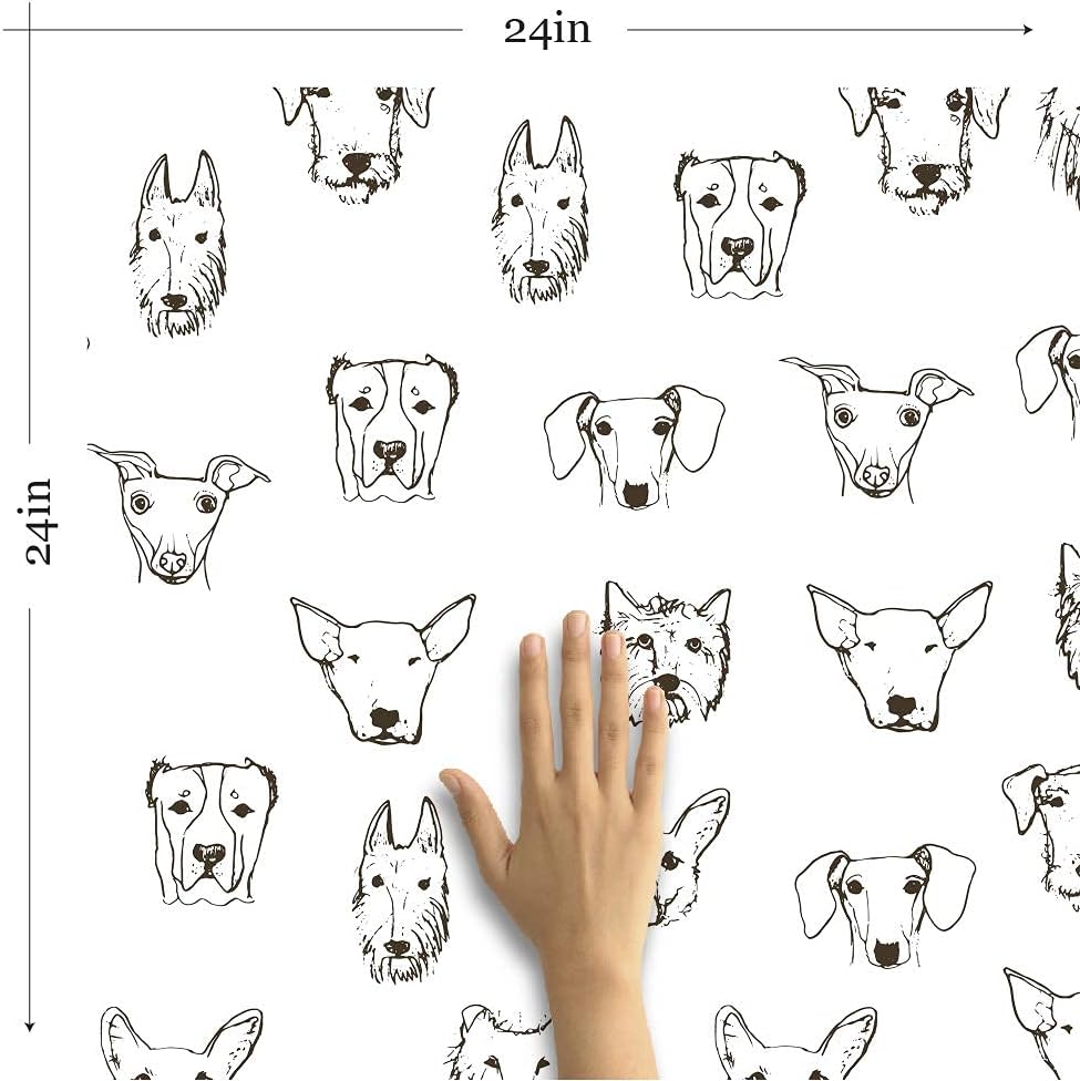 Walls By Me Peel and Stick White Dog Animal Removable Wallpaper 8280-2ft x 8.5ft (61x260cm)