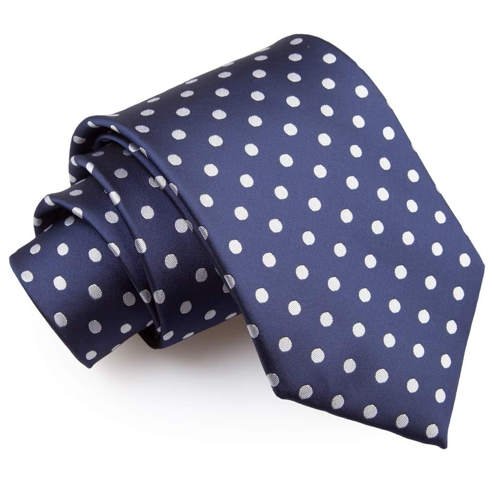Dqt Men's Navy Blue Polka Dot Classic Tie - 9Cm Width Necktie - Wedding, Business & Formal