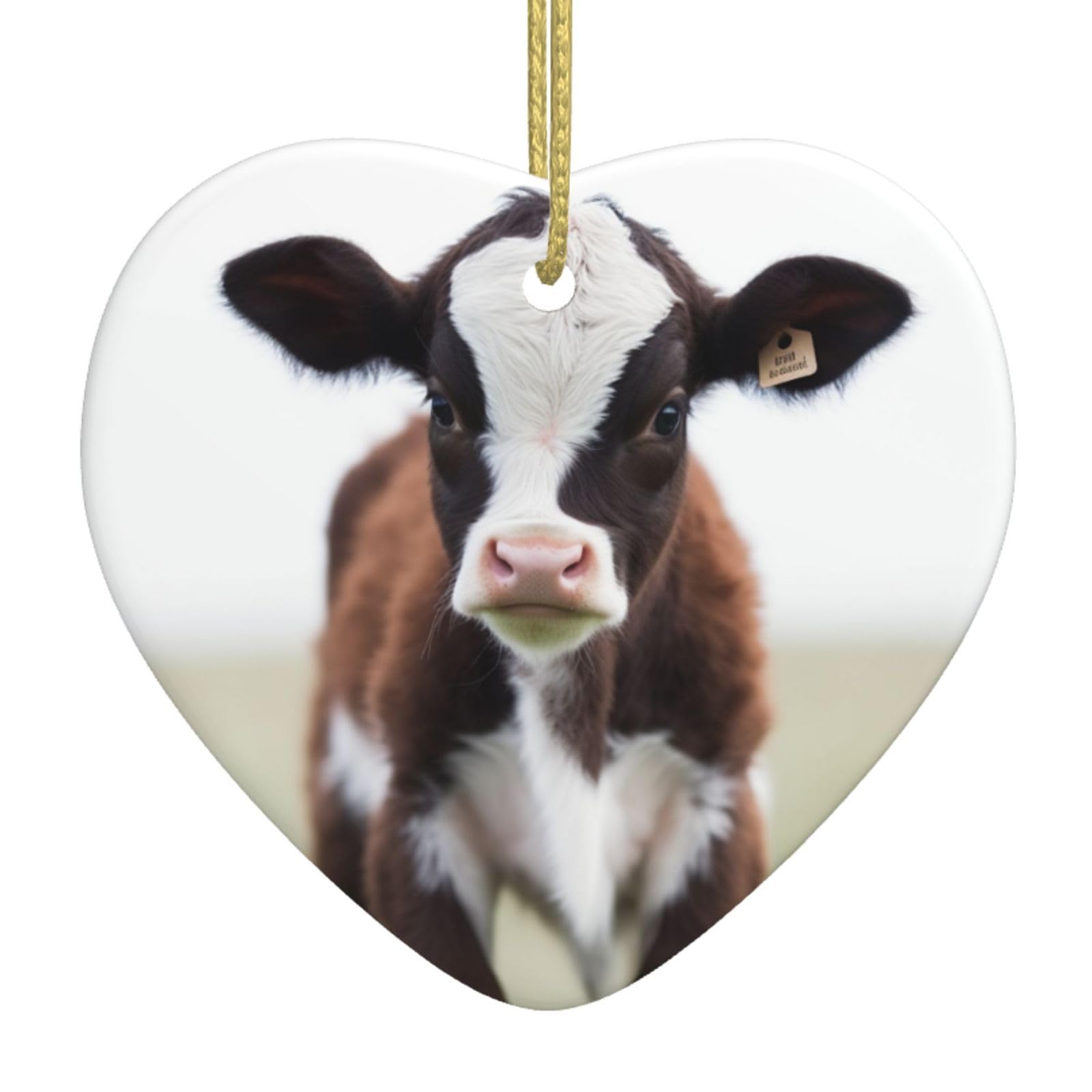 Fodpand Women's White Cow Christmas Ornaments 2025, Gift Exchange For Men, Collectible Ceramic Ornament Heart Hanging Ornaments For Christmas Tree Decoration