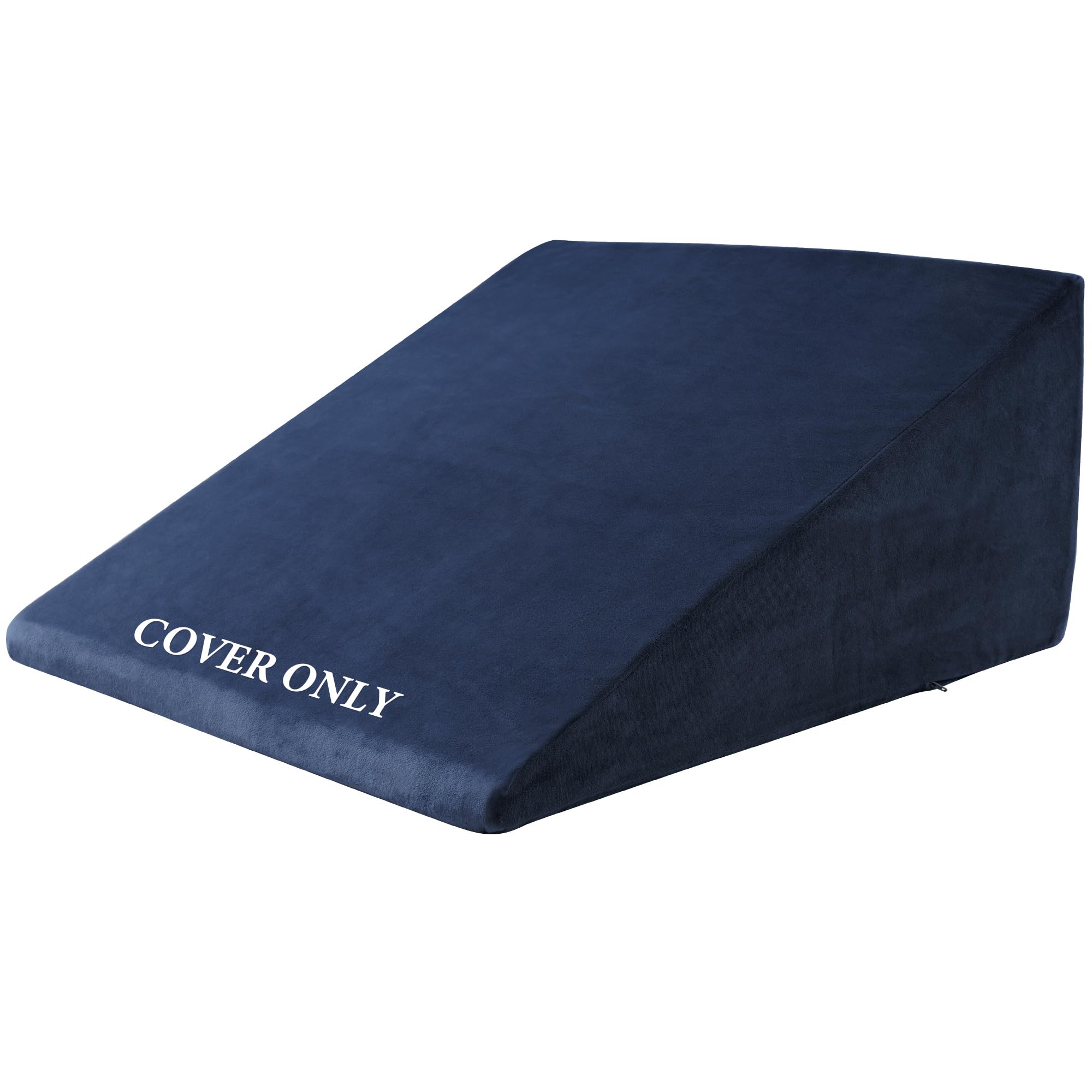 HOMBYS Ultra Soft Velvet Bed Wedge Pillow Cover-Super Soft Fleece Pillowcase with Zipper Design, Removable &amp; Machine Washable Pillowcase, (Navy Blue, 25"x25"x8")