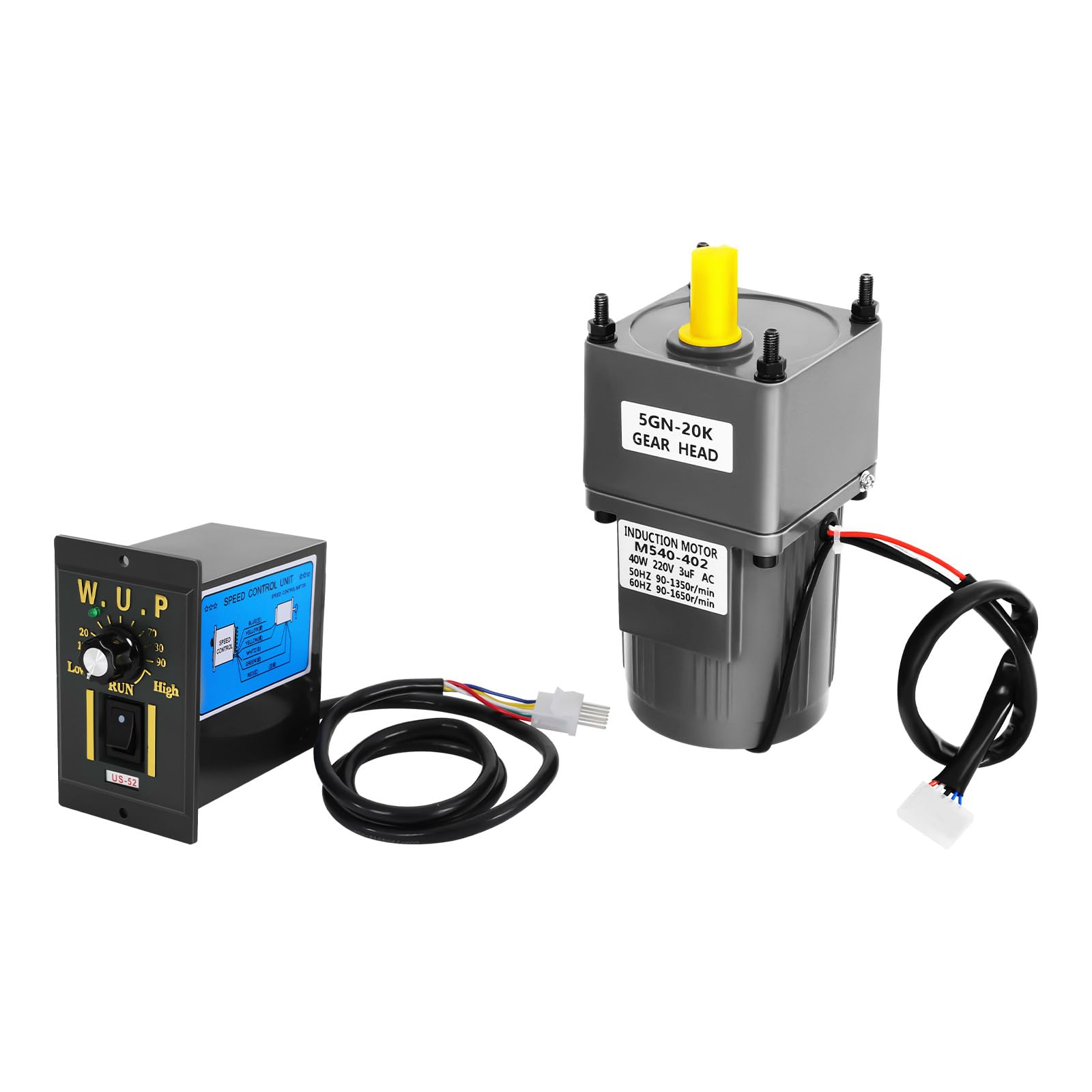 Motoréducteur Électrique 220 V 40 W (20 K), Moteurs à Vitesse Variable, Moteur à Engrenages Réglable Réglable en Continu Monophasé, avec Contrôleur de Vitesse Moteur à Engrenages 0-90rpm