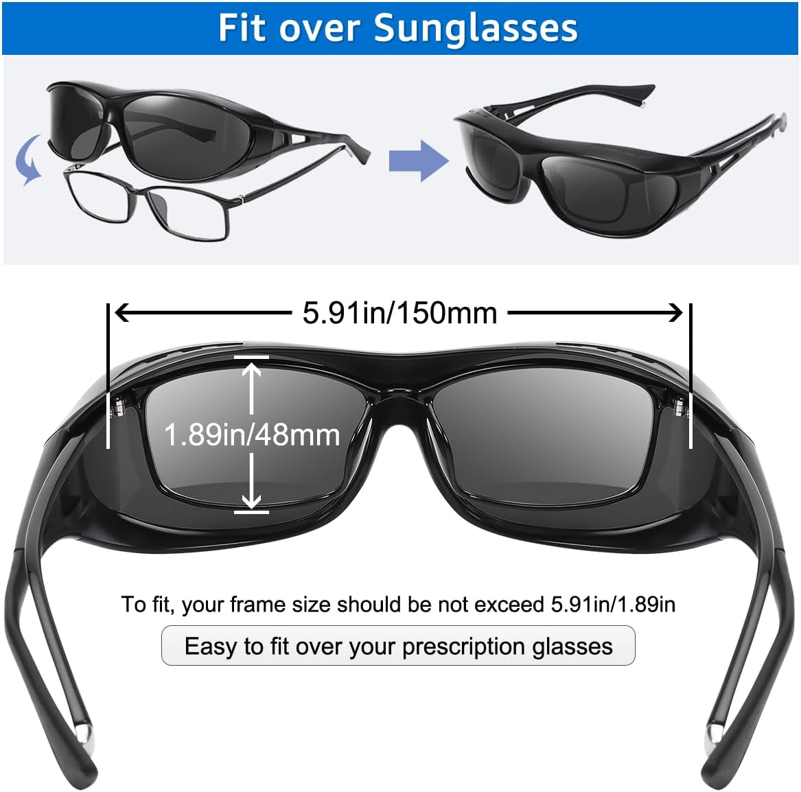 Polarized Sunglasses Wear Over Glasses Fitover Glasses for Men Sports Driving&Fishing UV400 Protection - Image 4