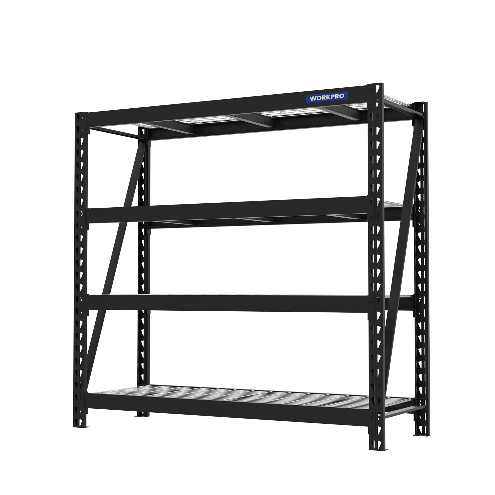 WORKPRO Garage Shelving, 68" W x 24" D x 65" H, 7200 LBS Load, Heavy Duty Metal Shelves for Storage, Industrial Storage Rack for Warehouse Kitchen Shop Basement, Black, Pack of 1