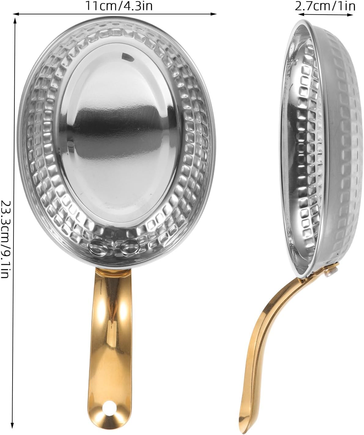 Oval Stainless Steel Seafood Serving Pan with Single Handle