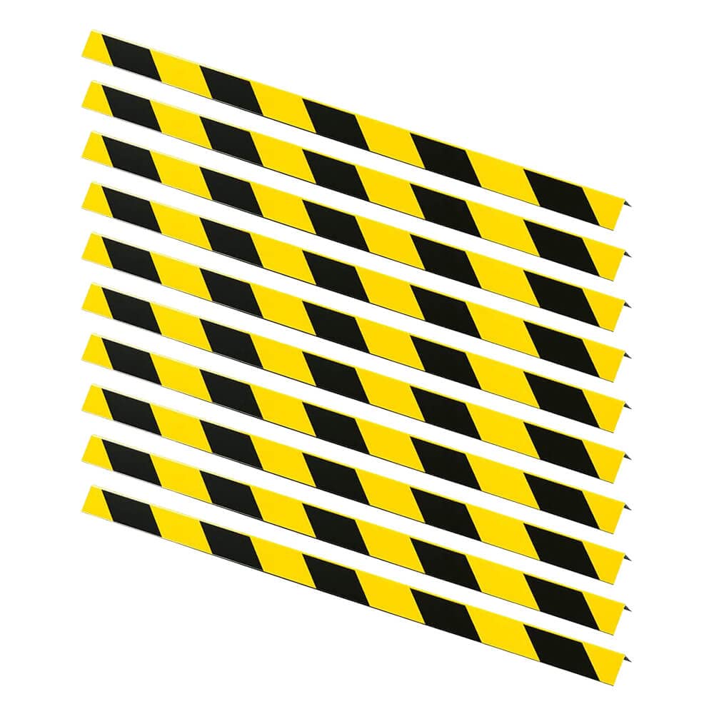 BIGPACK 10 x Winkelmarkierung, gelb/schwarz, Aluminium, 5 x 99 cm aus Aluminium, Art.-Nr. 609323 | Anfahrschutz Wand | Flächenschutzprofil | Regal Anfahrschutz