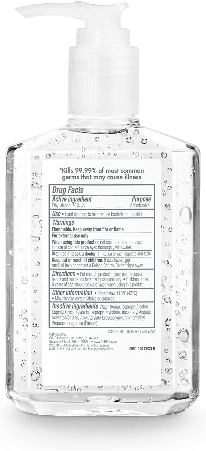 PURELL Advanced Hand Sanitizer, Refreshing Gel, Design Series, 8 Floss Hand Sanitizer Table Top Pump Bottles (4 Pack) - 9652-06-ECDECO