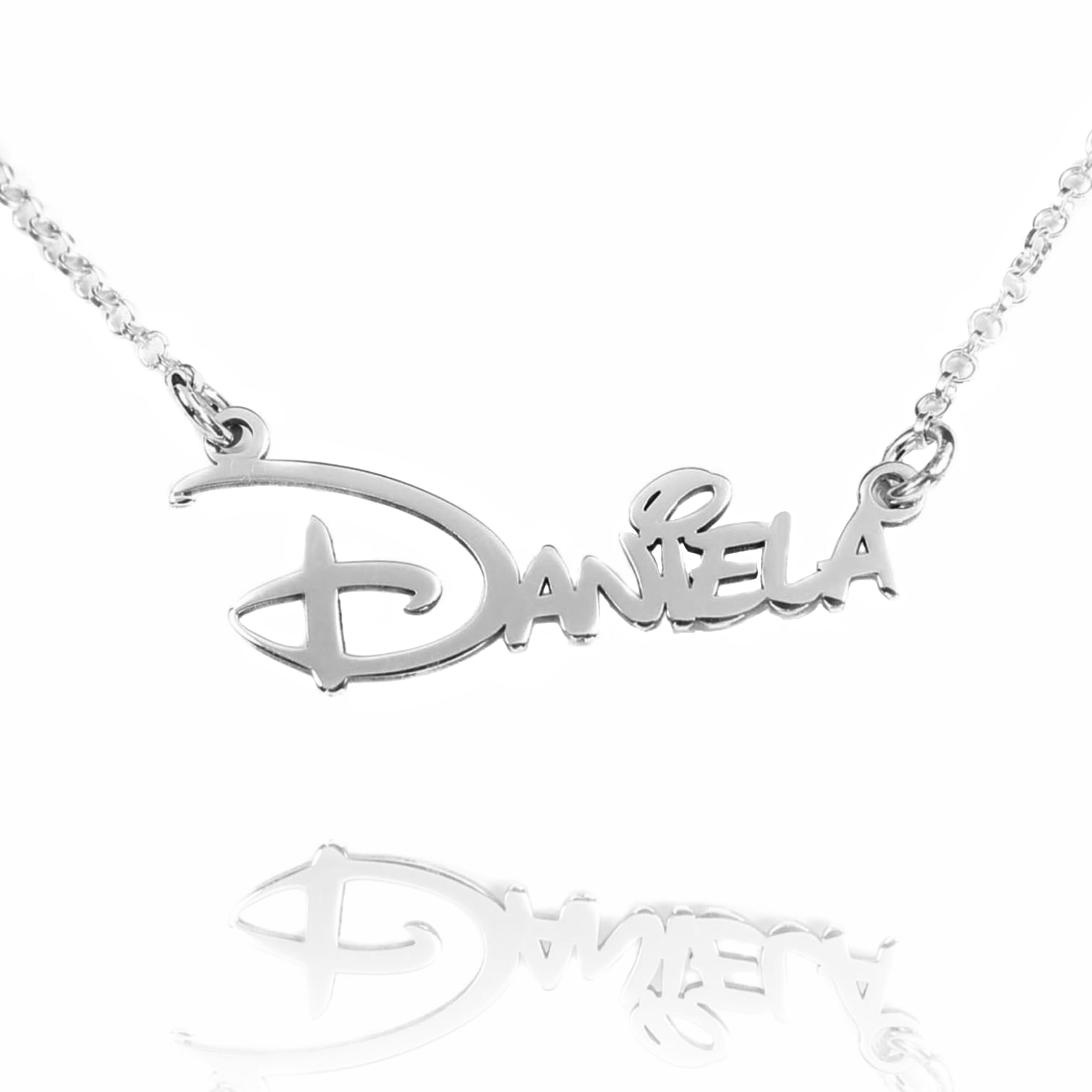RINCON DEL ARTESANO HECHO A MANO MALAGA Rincón del Artesano Hecho a Mano Málaga. Collar con Nombre para Mujer Personalizado en Plata de Ley 925/1000. Regalo Día de la Madre. San Valentin. Regalo Navidad. Modelo W.Disney