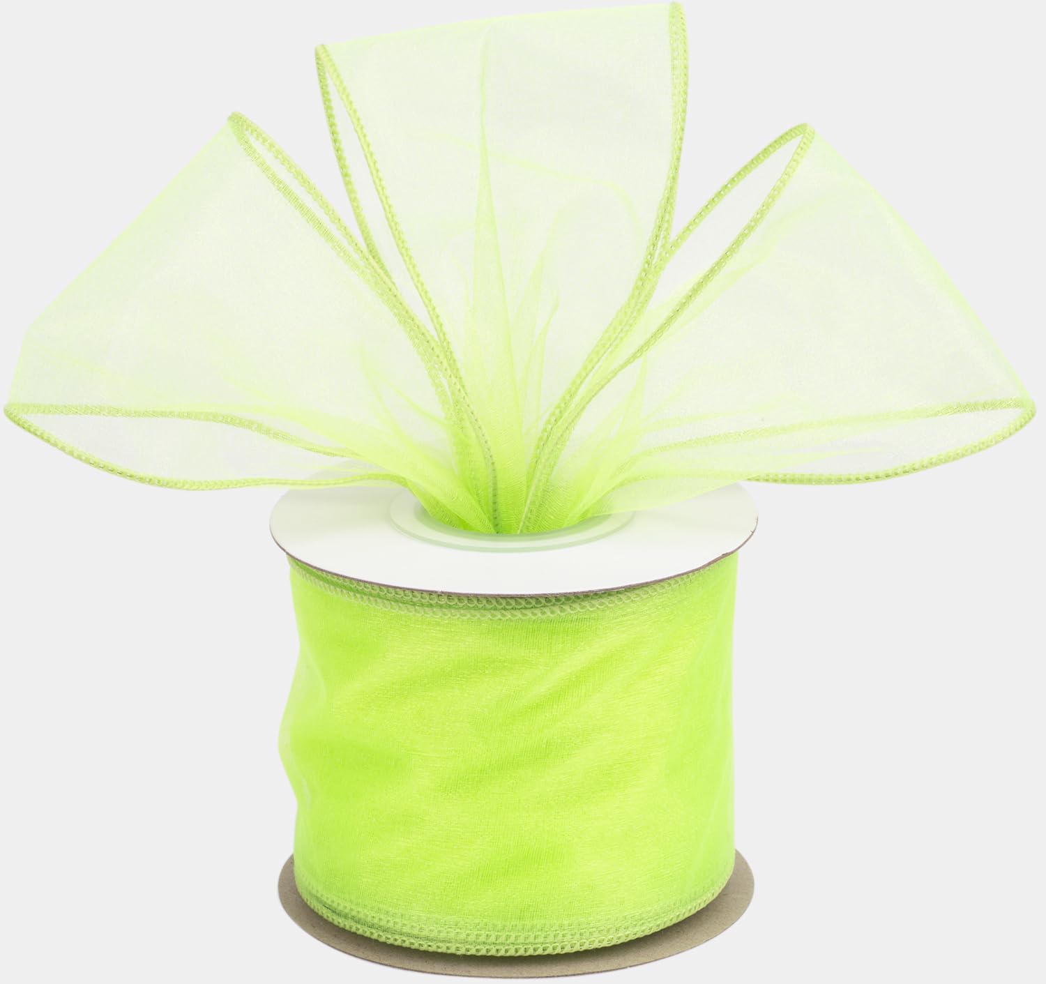 Joycrosso 3 Inch Key Lime Wired Organza Ribbon - 20 Yards Sheer Decorative Ribbon for Gift Wrapping, Wedding Decor, Christmas Tree, Crafts & DIY Projects