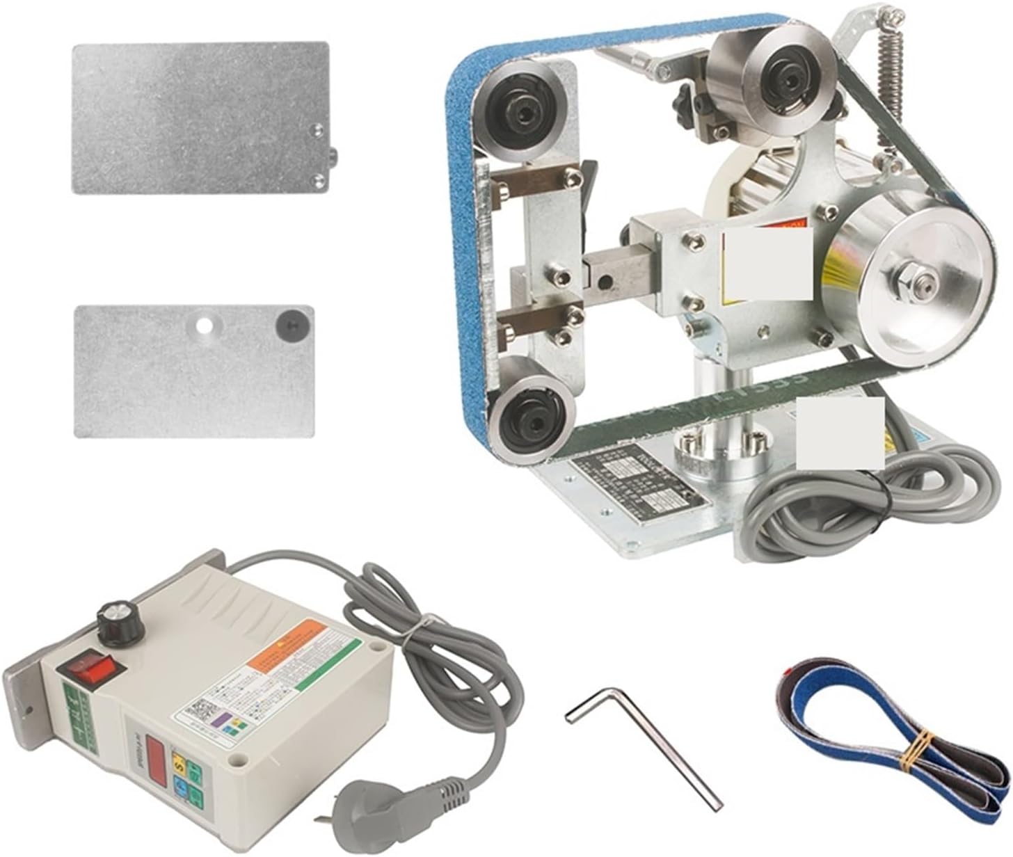Sander, Polisher Abrasive Belt Machine Industrial Grade Small Belt Sanding Machine 762x25mm polisher Sharpener Polishing Grinding Machine(Group1)