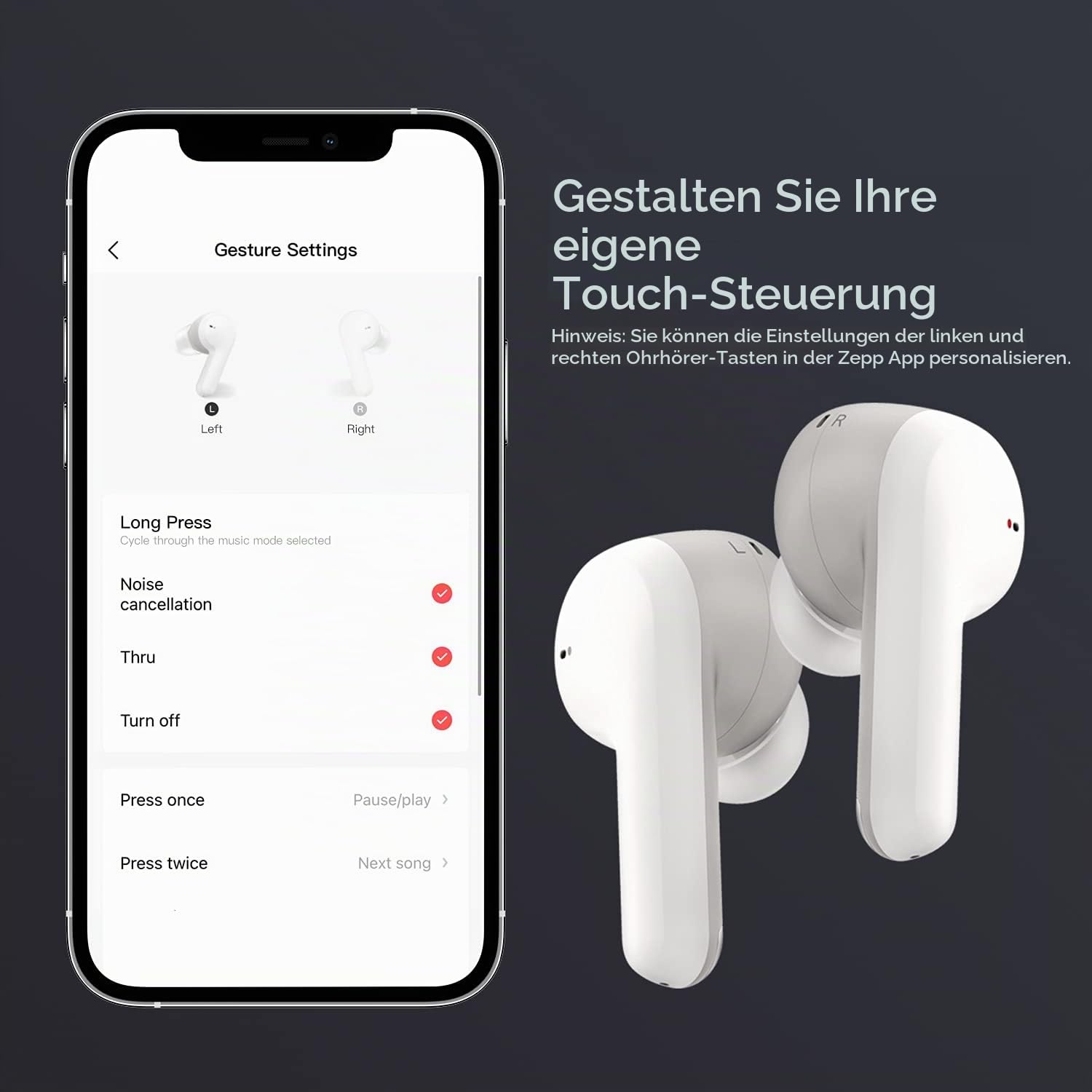 Amazfit Powerbuds Pro Sport Kopfhörer Bluetooth kabellose Earbuds mit aktiver Noise Cancelling, Herzfrequenzüberwachung, Fitnesstracking, 4 Modi, 6 Mikrofonen, 30H Spielzeit, Weiß, Normal