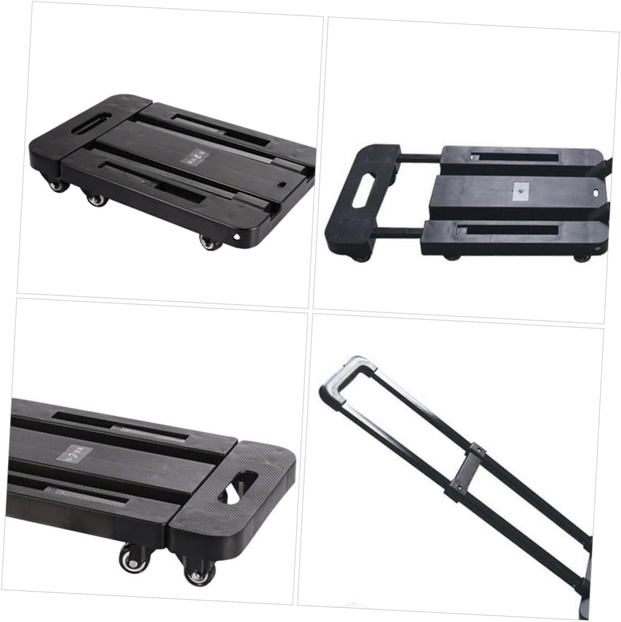 Ciieeo 1Pc Collapsible Push Pull Cart Heavy Duty Luggage Wagon for Office Outdoor Home Use Foldable Transport Cart with Silent Wheels Versatile Grocery Goods Carrier