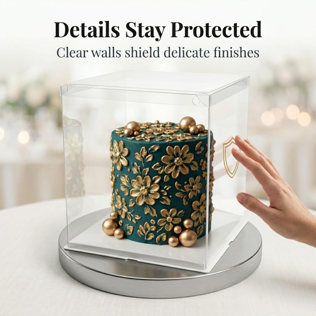 Clear Cake Box - Tall Square with Lid -5