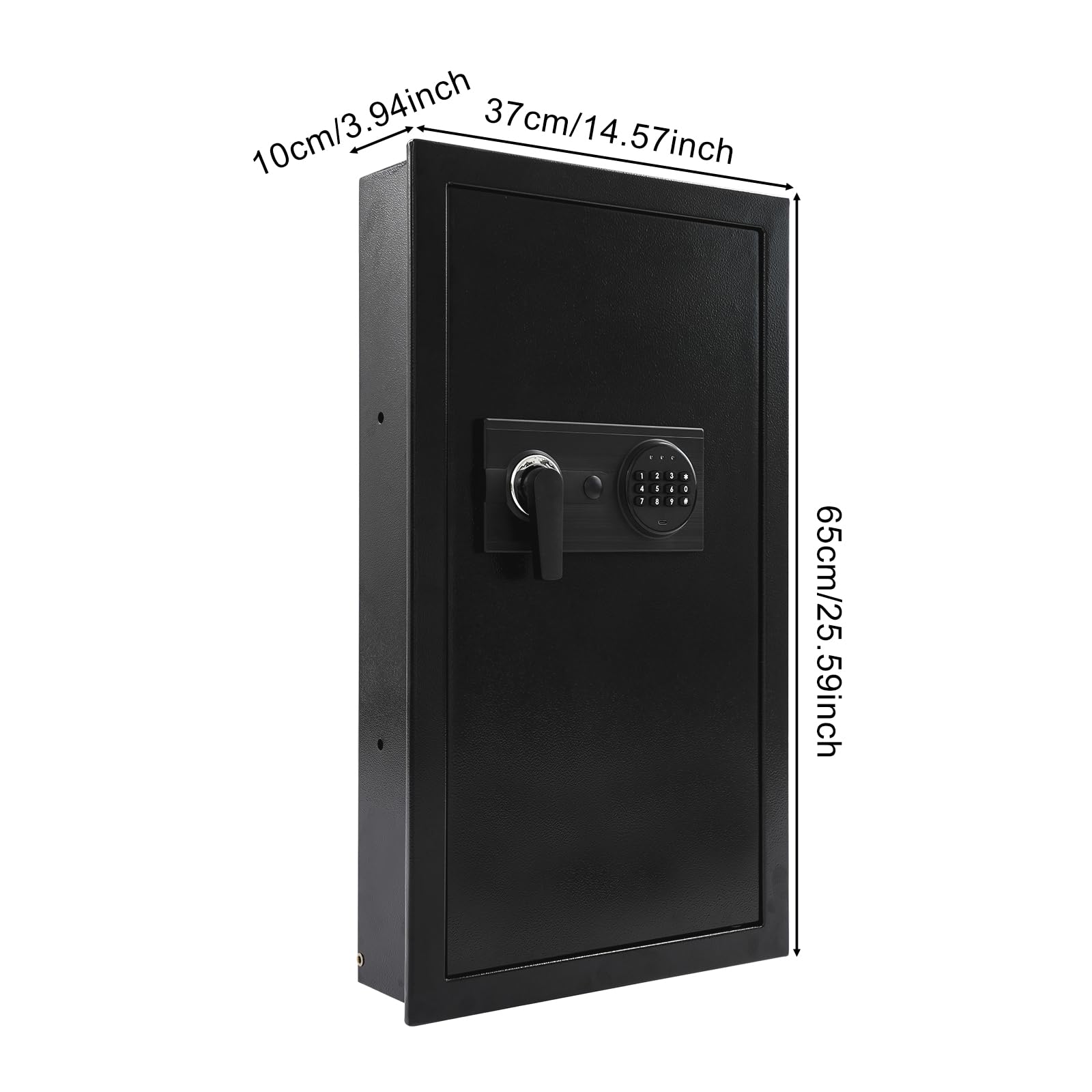 Cassaforte elettronica da parete – Cassaforte per mobili in acciaio con codice e chiave, antieffrazione, sistema di allarme per gioielli, denaro, documenti (37 x 10 x 65 cm)