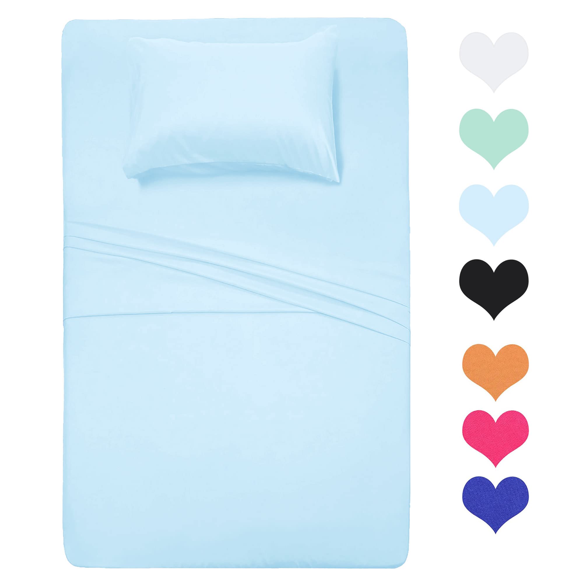 Parure de lit en coton doux pour matelas épais avec grand bonnet bleu ciel