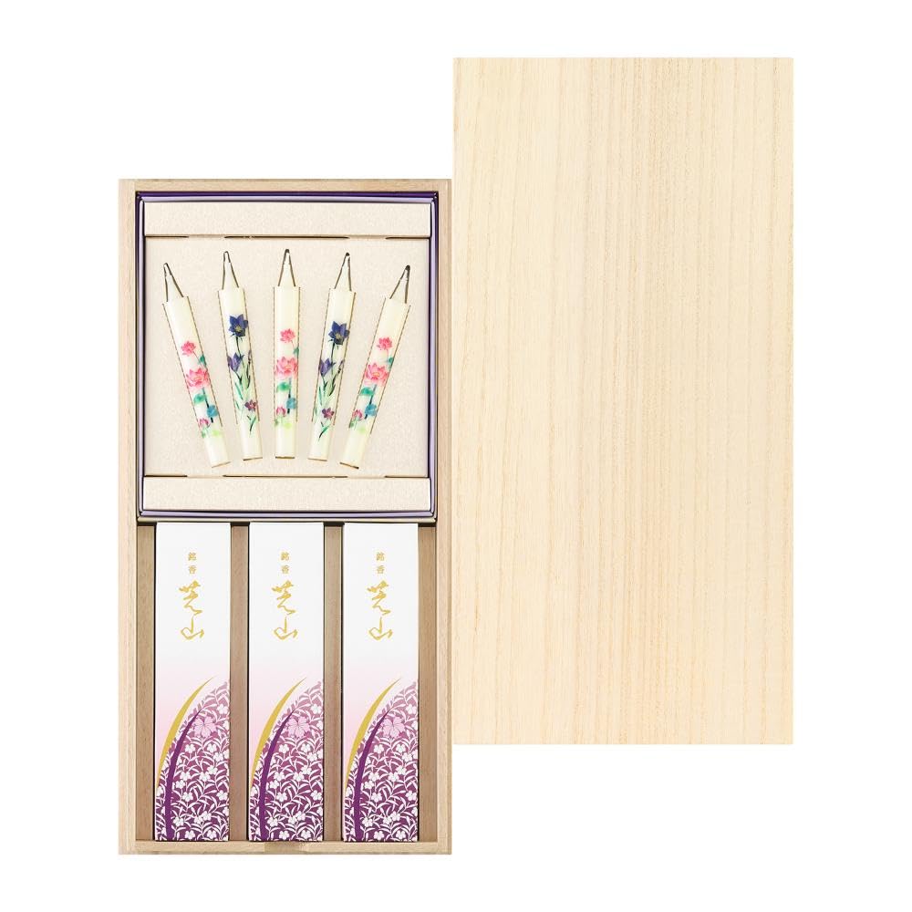 Amazon|銘香芝山 桐箱絵ろうそく5本セット 65019|線香 オンライン通販 Amazon|銘香芝山 桐箱絵ろうそく5本セット 65019|線香 オンライン通販