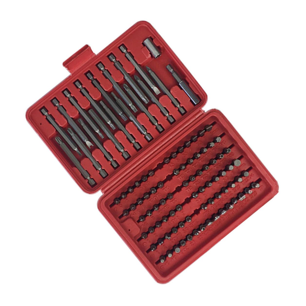 Ensemble D'embouts de Tournevis Boîte Moulée 98pcs Rouge en Métal Durabilité et Rangement Facile pour Outil de Réparation Multifonction
