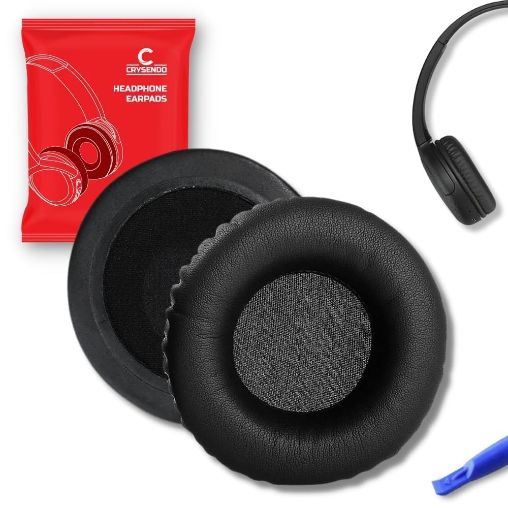 Crysendo Headphone Cushion Compatible With Sony WH CH500/ Sony WH CH510/ Sony WH CH520 | 70mm Replacement Headset Ear Cushion Pads | Memory Foam & Protein Leather Headphone Ear Cushion Earpads (Black)