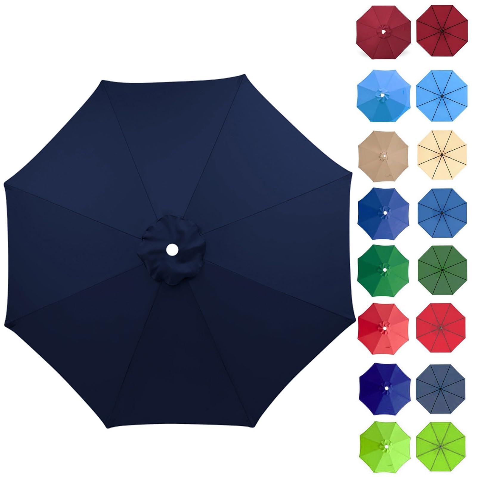 2m/2.7m/3m Patio Replacement Parasol Cover, Round Replacement Parasol Top Cover, Umbrella Replacement Canopy Cover, Canopy Top Cover Umbrella Replacement Cloth ( Color : Navy blue , Size : 3m/9.8ft (8