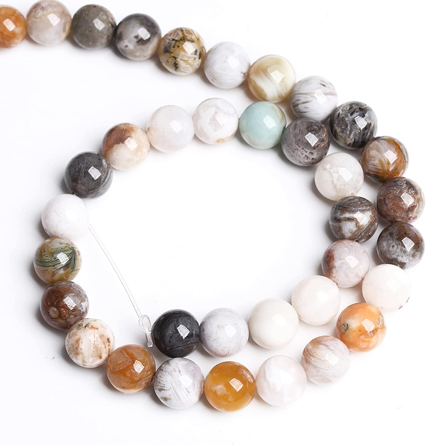 12MM 32PCS Natural Stone Bamboo Leaf Agate Loose Beads for Jewelry Making DIY Bracelet Necklace image 3