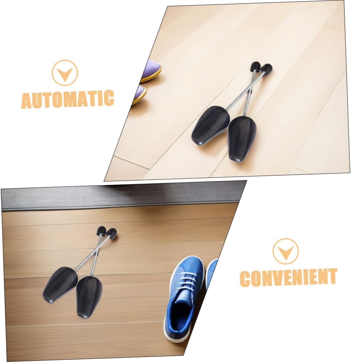 8pcs Adjustable Plastic Shoe Stretcher Trees Spring Men’s Shoe Widener and Shaper for Boots and Sneakers Black Suitable for Wide Feet and Care
