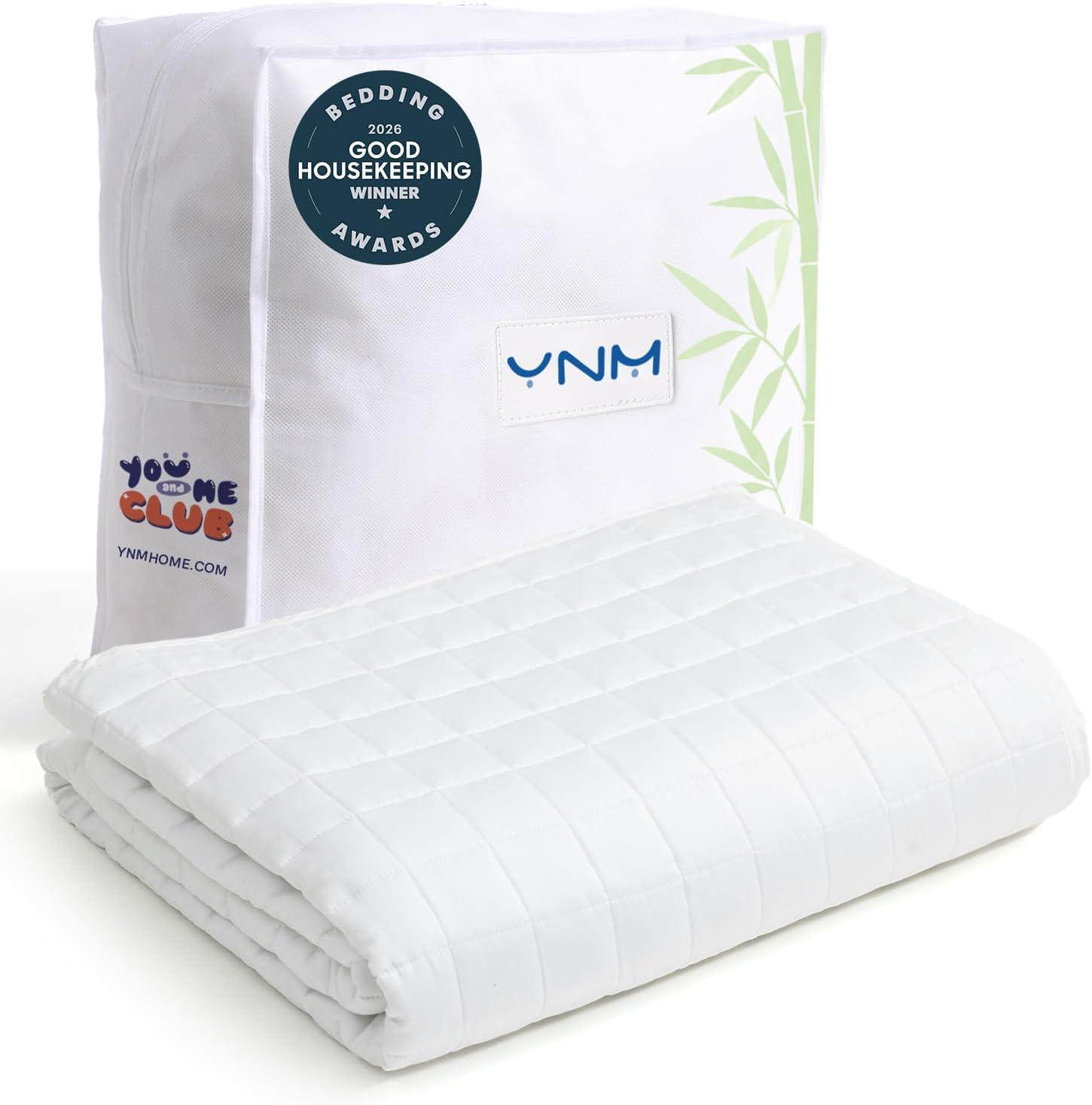 YnM Cooling Weighted Blanket for Adults, 10lbs Heavy Bed Throw for One Person of 90lbs, Perfect for Hot Sleepers or Warm Climates with Rayon/Glass Beads(48x72 Inches,Twin/Full Bed, White)