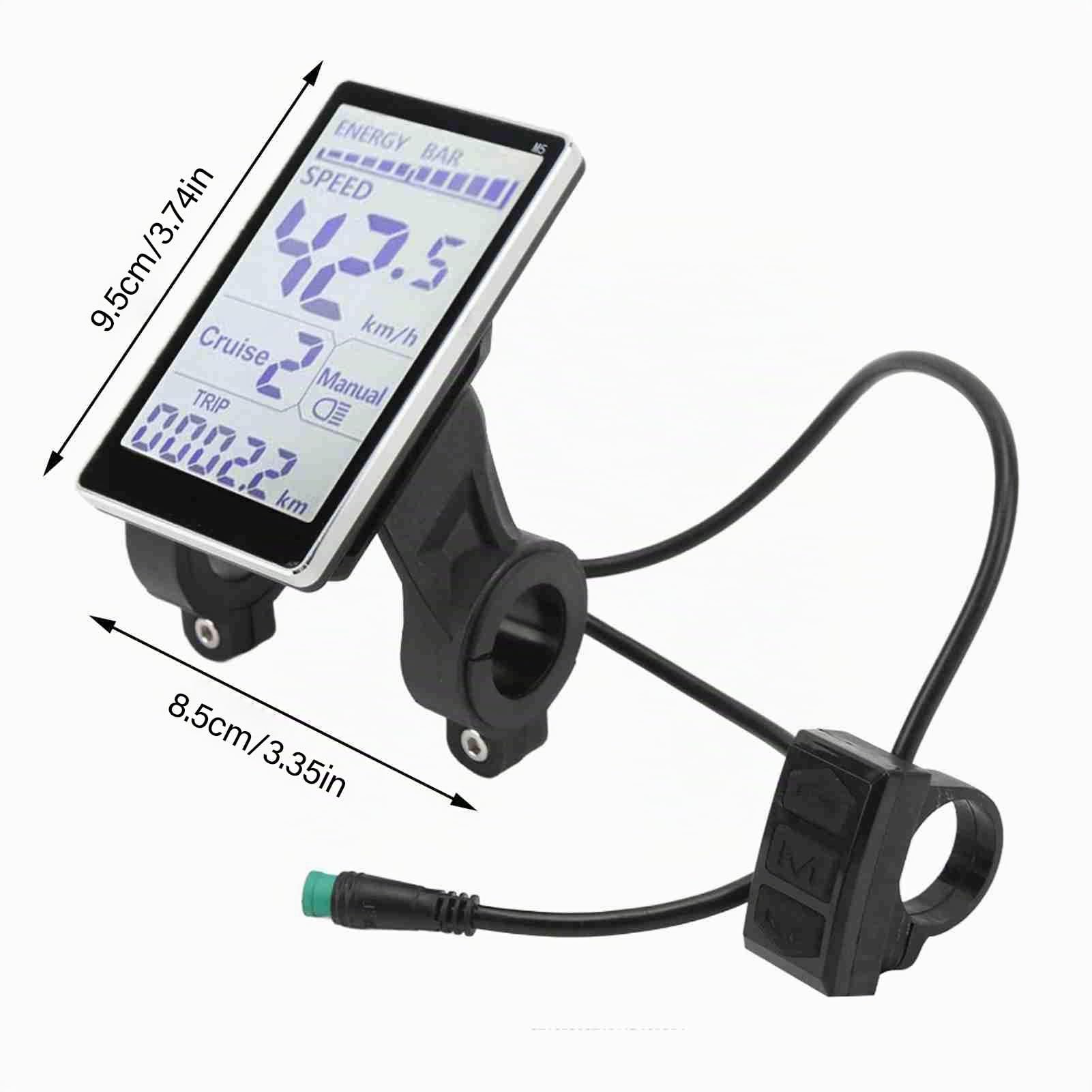 Fabater Misuratore Display LCD Bici Elettrica, 5 Pin 24V 36V 48V 60V Pannello Display LCD Impermeabile, Tachimetro Bicicletta Grande Schermo Computer Bici, Display per Scooter