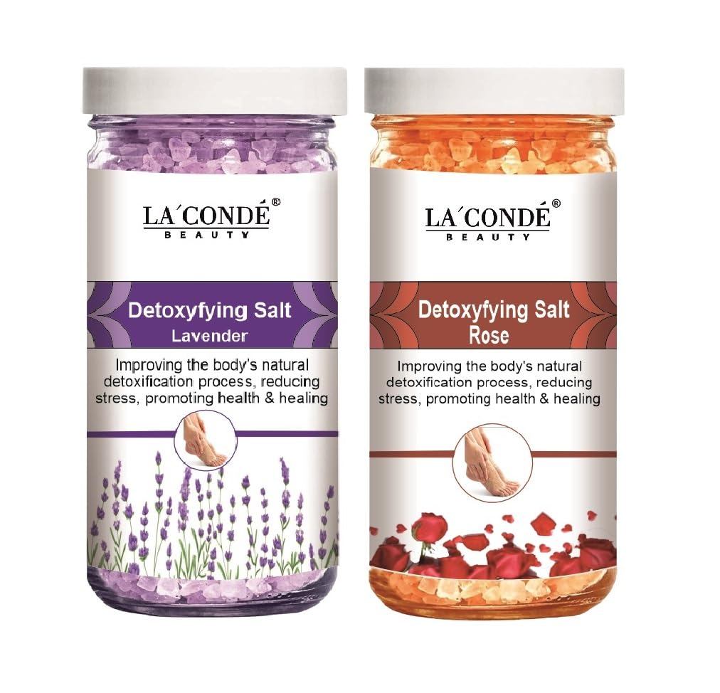 La'Conde Lavender & Rose Detoxifying Bath Salt Combo | Crystal Bath Salt for Muscle Relief & Relaxation | Pedicure Manicure Foot Soak-picture-54