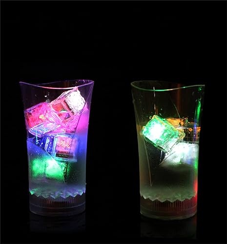 Miniatura 6 de Cubo de hielo LED impermeable, paquete de 24 cubos de hielo cuadrados de color azul con vistas siempre brillantes para bar, club, fiesta, vino,