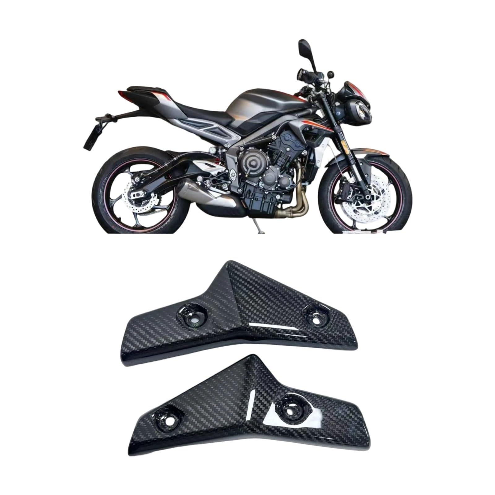 Motocykl Przednia Osłona Chłodnicy Osłony chłodnicy, panele boczne do motocykla Triumph Street Triple 765 SR RS 2018-2023 3K, 100% włókno węglowe, akcesoria motocyklowe, owiewki