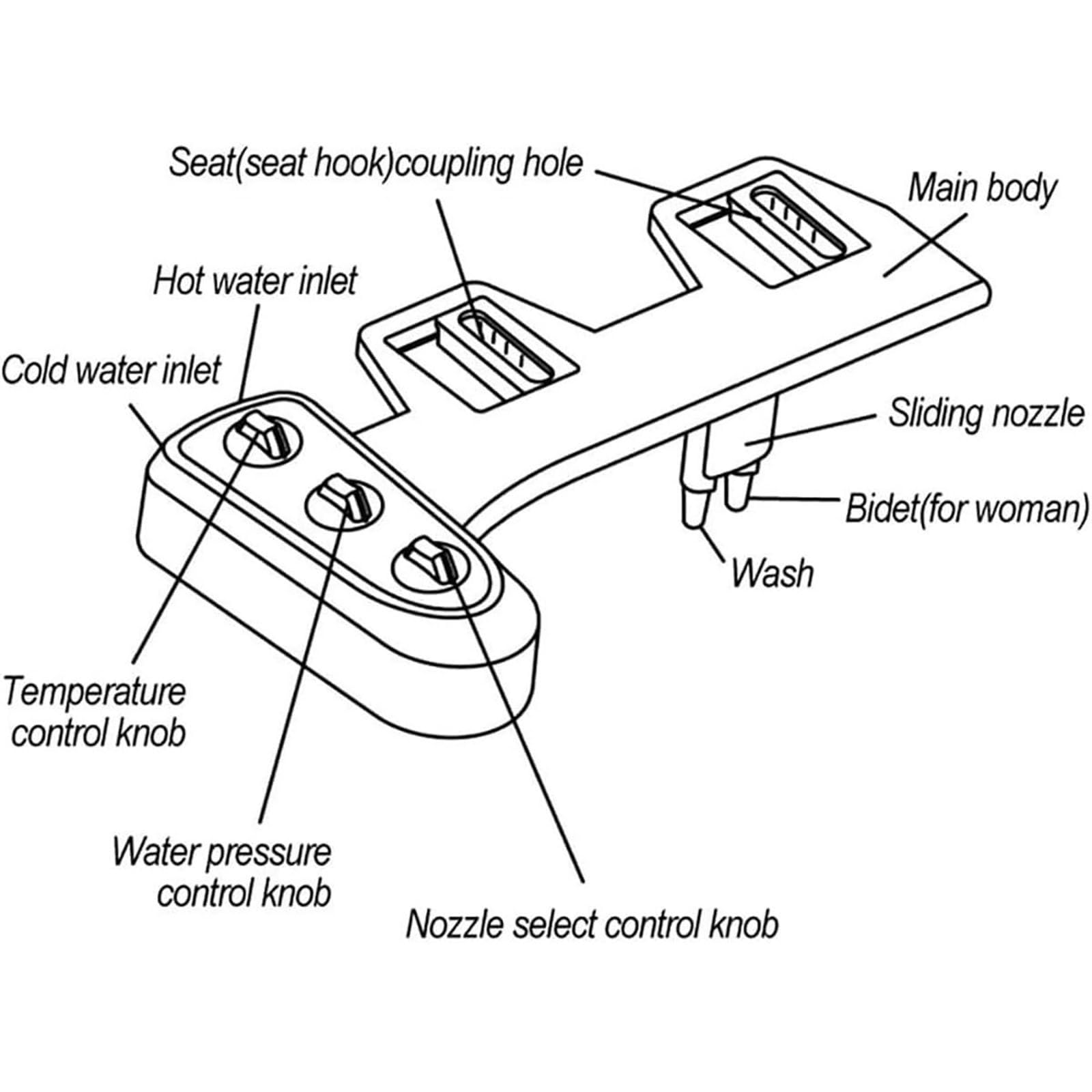 Bidet Higienicas para wc Bidé Accesorio para Inodoro Limpieza Delantera y Trasera Baño Adaptador Inodoro Accesorio para Bidé de Agua Caliente y Fría Fácil Instalación