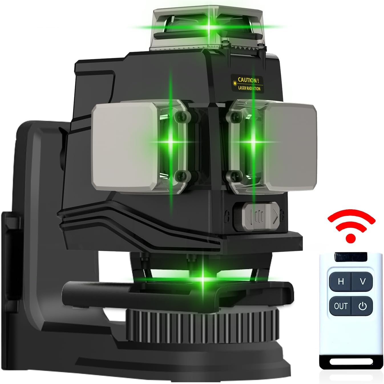 Laser level, Zokoun 360 self-leveling Laser Level 4D 16 lines green Laser Level with horizontal and vertical lines construction picture hanging, with magnetic bracket and 5000mAh lithium-ion battery