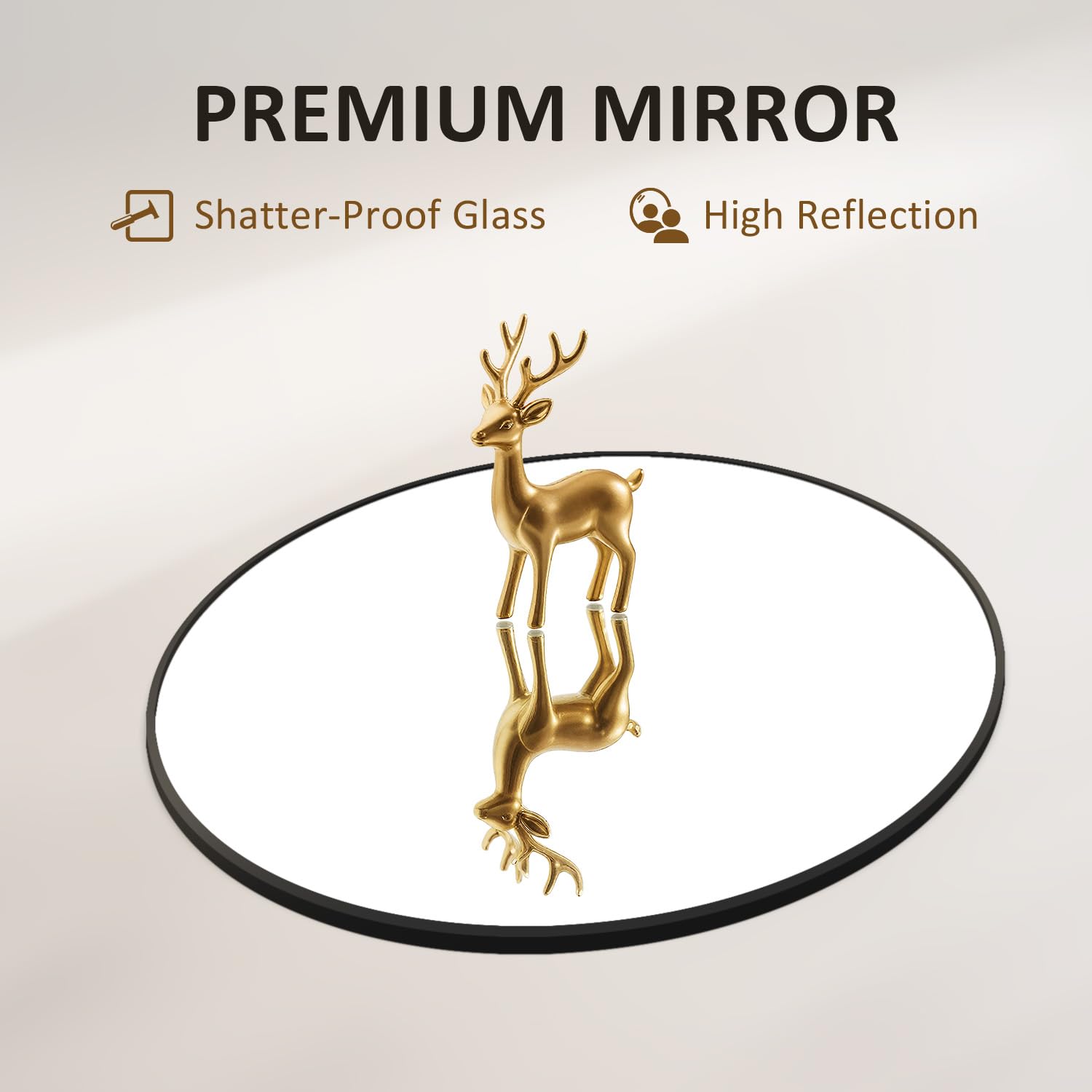 Espejo Redondo Negro 70 cm, Espejo Baño Moderno con Marco Aluminio, HD Vidrio Templado Espejos Grandes de Pared, Espejos Decorativos para Baño, Recibidor Entrada, Dormitorio, Salon