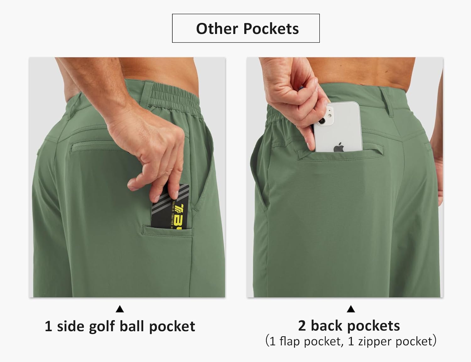 TBMPOY Men's Casual Shorts Lightweight 5 Pockets Golf Dress Stretch Elastic Waist Quick Dry Flat Front Travel Shorts