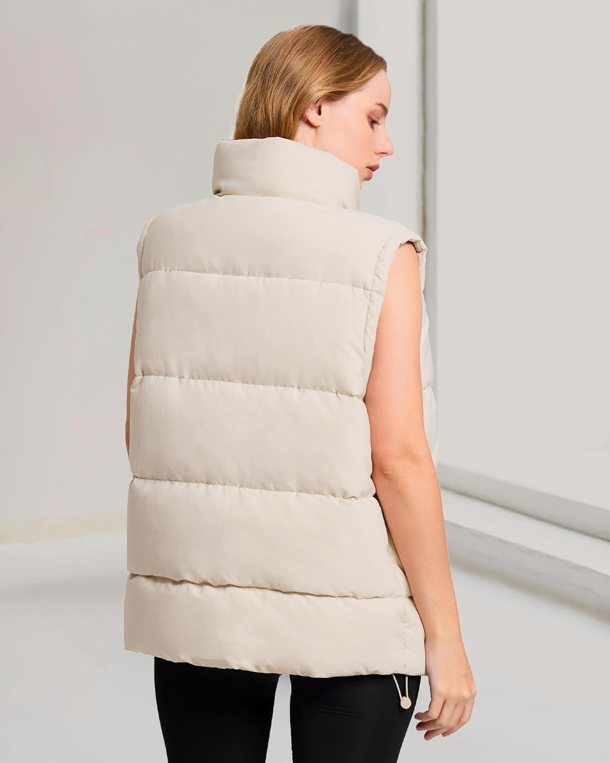 Polu Womens Puffer Vest Oversized Lightweight Winter Sleeveless Zip Up Padded Stand Collar Jacket Coat Warm - Image 3