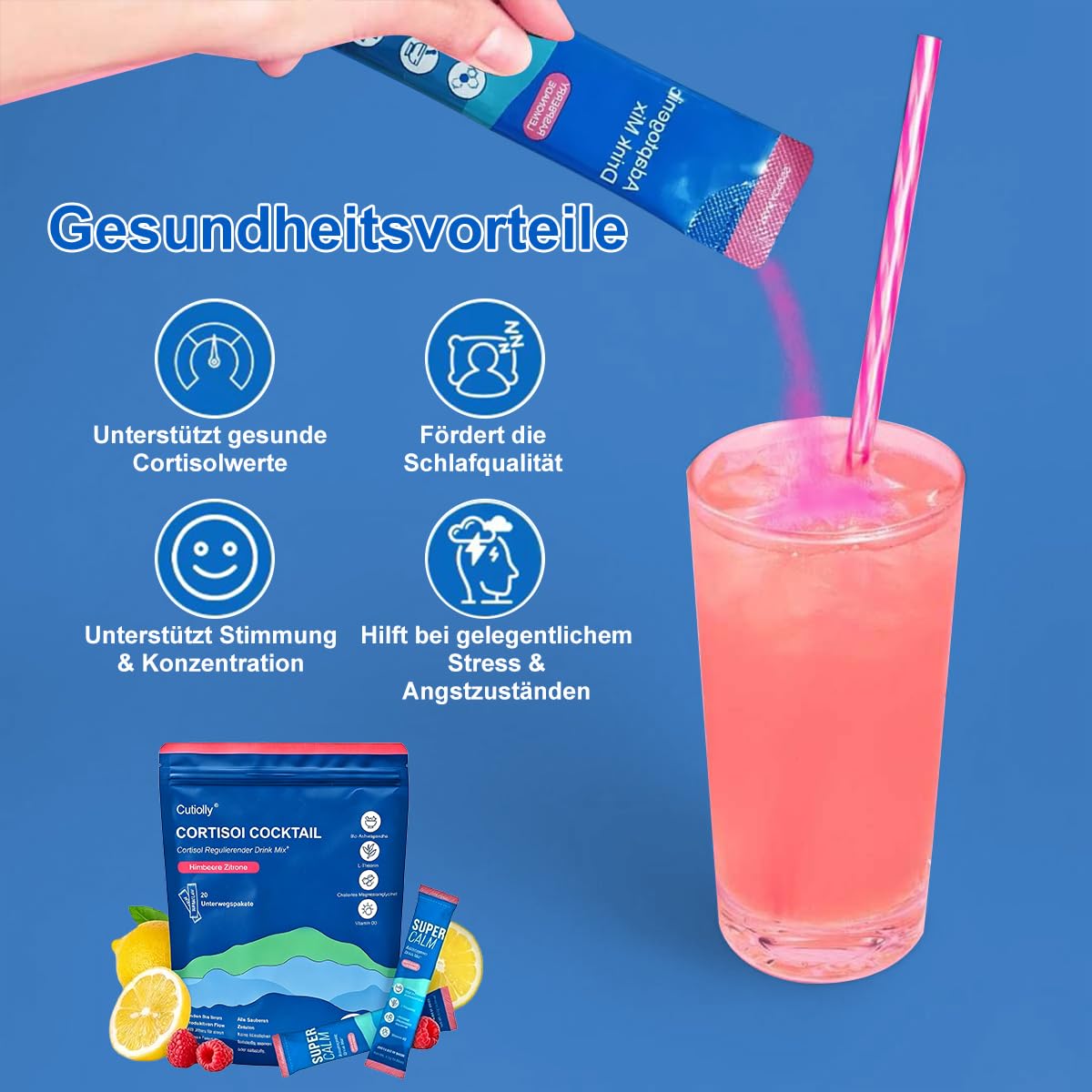 Jello Cortisol Cocktail 40 Stück Pulver zum Abnehmen Entspannt Bleiben