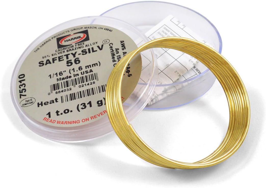 Harris Safety-Silv 56% 1/16 Silver Solder Brazing Alloy 1 Troy Ounce, 75310 5631