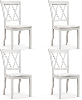 Giantex Wood Dining Chairs Set of 4 White, Rustic Armless Kitchen Chairs...